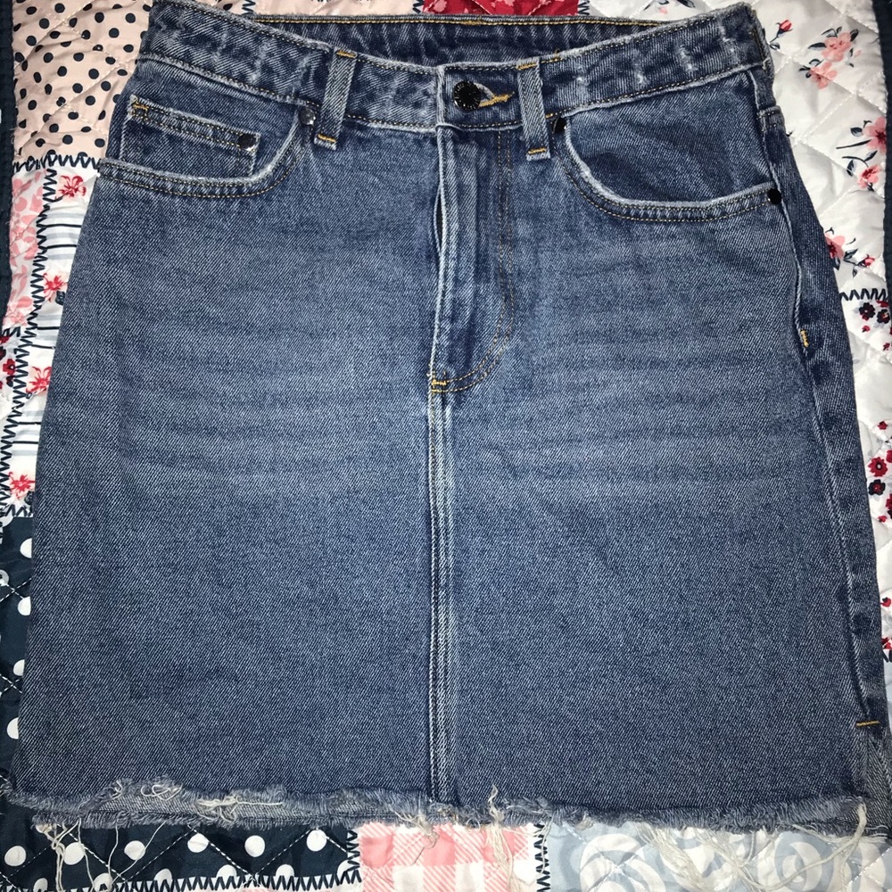 Jean Mini skirt, distress at bottom